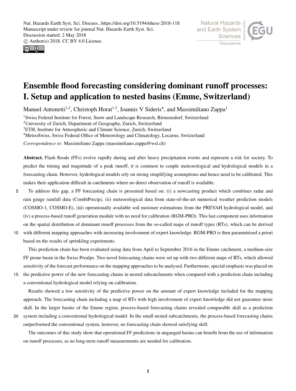 Ensemble Flood Forecasting Considering Dominant Runoff