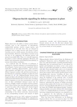Oligosaccharide Signalling for Defence Responses in Plant