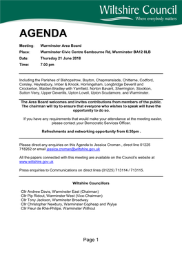 (Public Pack)Agenda Document for Warminster Area Board, 21/06/2018