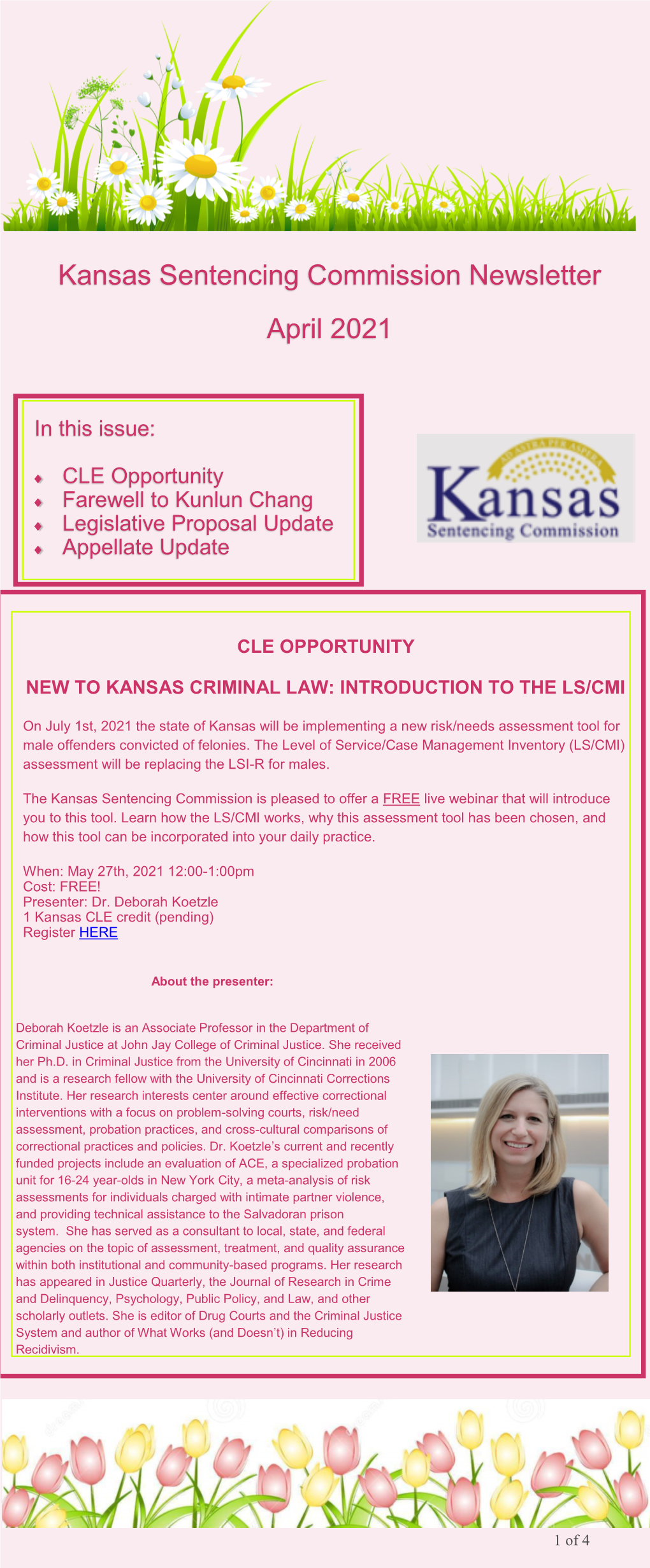 Kansas Sentencing Commission Newsletter April 2021