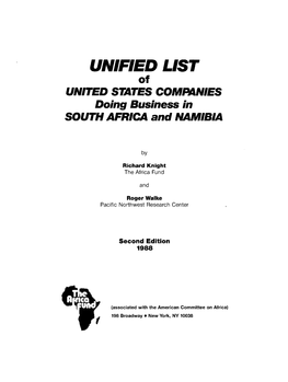 UNIFIED LIST of UNITED STATES COMPANIES Doing Business in SOUTH AFRICA and NAMIBIA