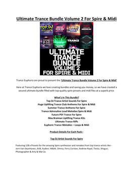 Ultimate Trance Bundle Volume 2 for Spire & Midi