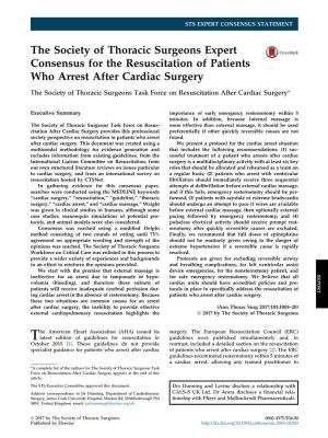 Resuscitation of Patients Who Arrest After Cardiac Surgery (2017)