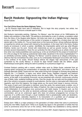 Ranjit Hoskote: Signposting the Indian Highway Ranjit Hoskote