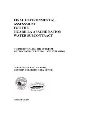 Final Environmental Assessment for the Jicarilla Apache Nation Water Subcontract