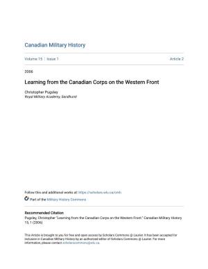 Learning from the Canadian Corps on the Western Front