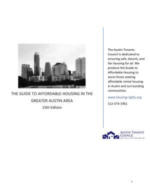 15Th Edition of the Guide to Affordable Housing in the Greater Austin Area