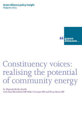 Constituency Voices: Realising the Potential of Community Energy