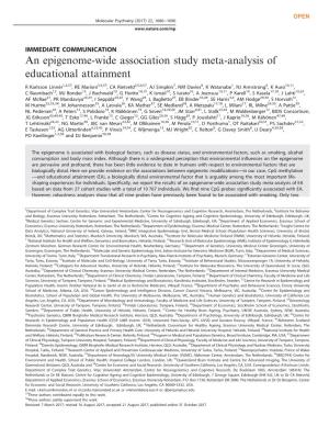 An Epigenome-Wide Association Study Meta-Analysis of Educational Attainment