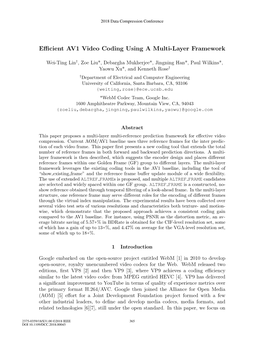 Efficient AV1 Video Coding Using a Multi-Layer Framework
