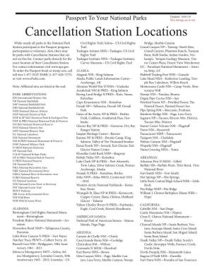Passport to Your National Parks Cancellation Station Locations