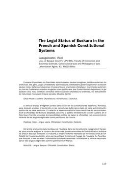 The Legal Status of Euskara in the French and Spanish Constitutional Systems