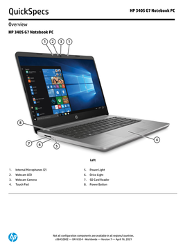 HP 340S G7 Notebook PC Quickspecs