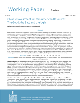 Working Paper 12-3: Chinese Investment in Latin American