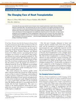 The Changing Face of Heart Transplantation