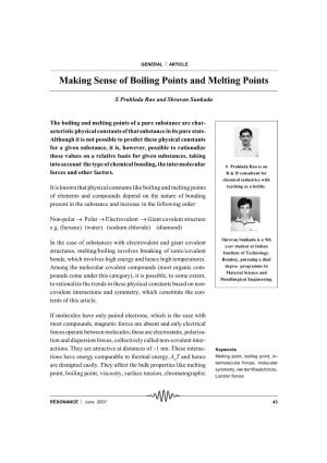 Making Sense of Boiling Points and Melting Points