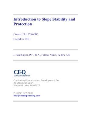 Introduction to Slope Stability and Protection