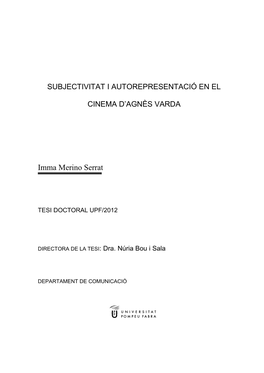 Subjectivitat I Autorepresentació En El Cinema D'agnès Varda