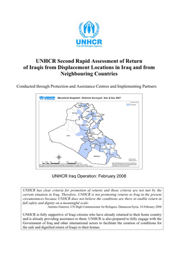 UNHCR Second Rapid Assessment of Return of Iraqis from Displacement Locations in Iraq and from Neighbouring Countries