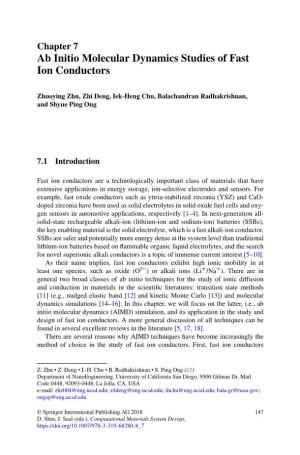 Ab Initio Molecular Dynamics Studies of Fast Ion Conductors