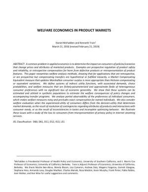 Welfare Economics in Product Markets