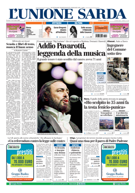Addio Pavarotti, Leggenda Della Musica