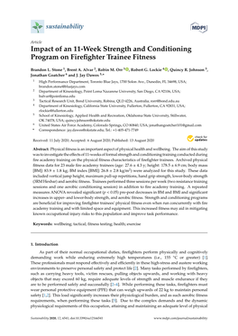 Impact of an 11-Week Strength and Conditioning Program on Firefighter