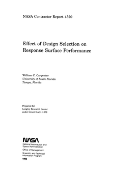 Effect of Design Selection on Response Surface Performance