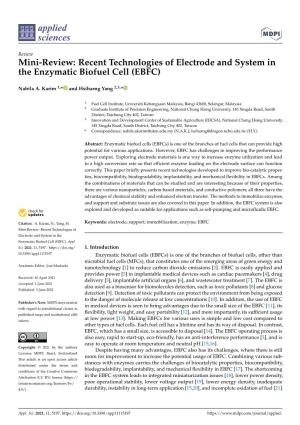 Recent Technologies of Electrode and System in the Enzymatic Biofuel Cell (EBFC)