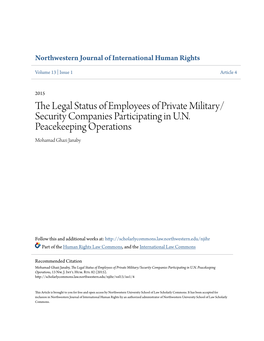 The Legal Status of Employees of Private Military/Security Companies Participating in U.N