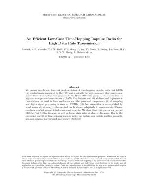 An Efficient Low-Cost Time-Hopping Impulse Radio for High Data Rate Transmission