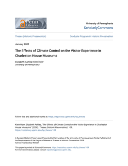 The Effects of Climate Control on the Visitor Experience in Charleston House Museums