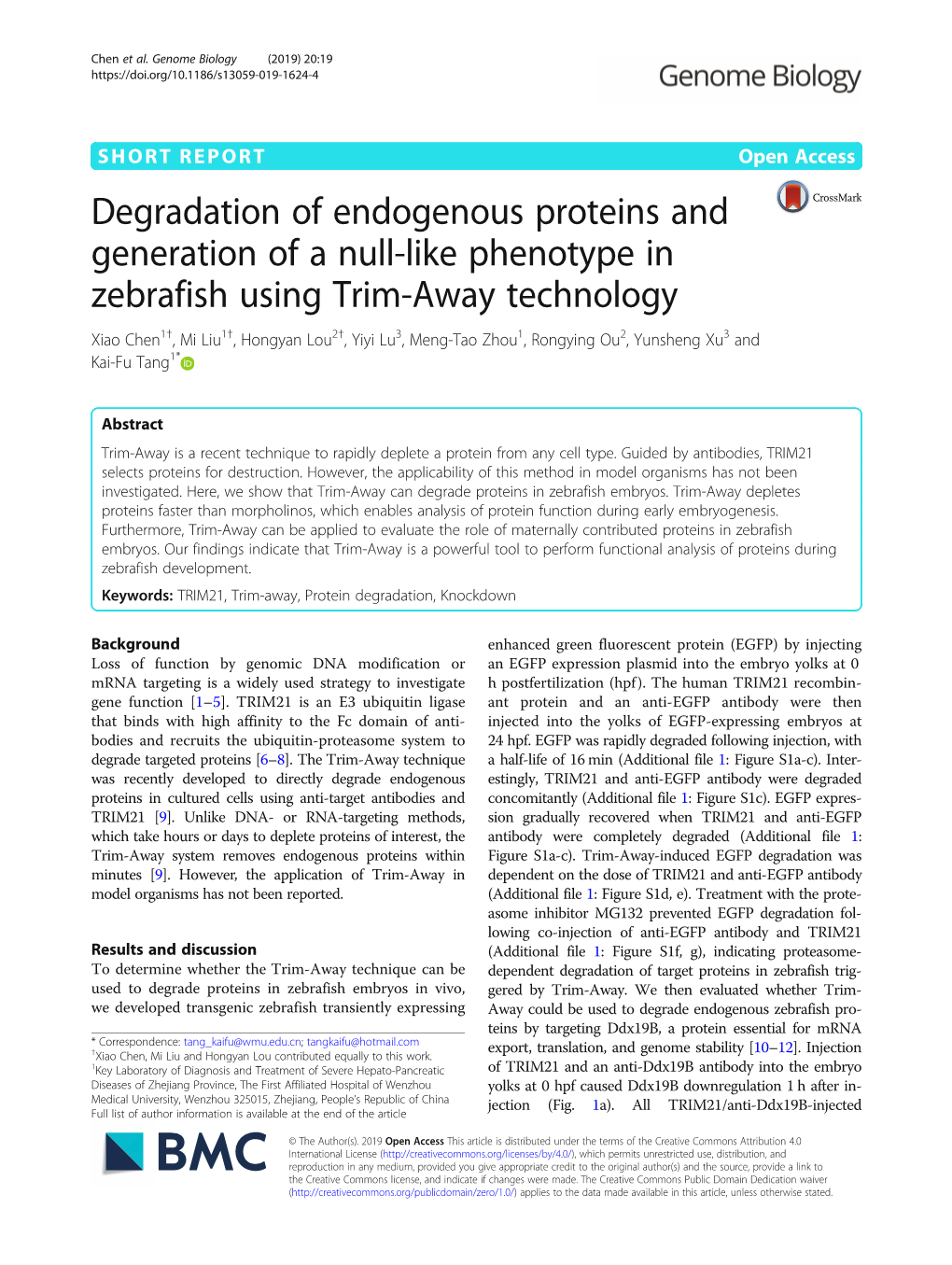 Degradation of Endogenous Proteins and Generation of a Null-Like