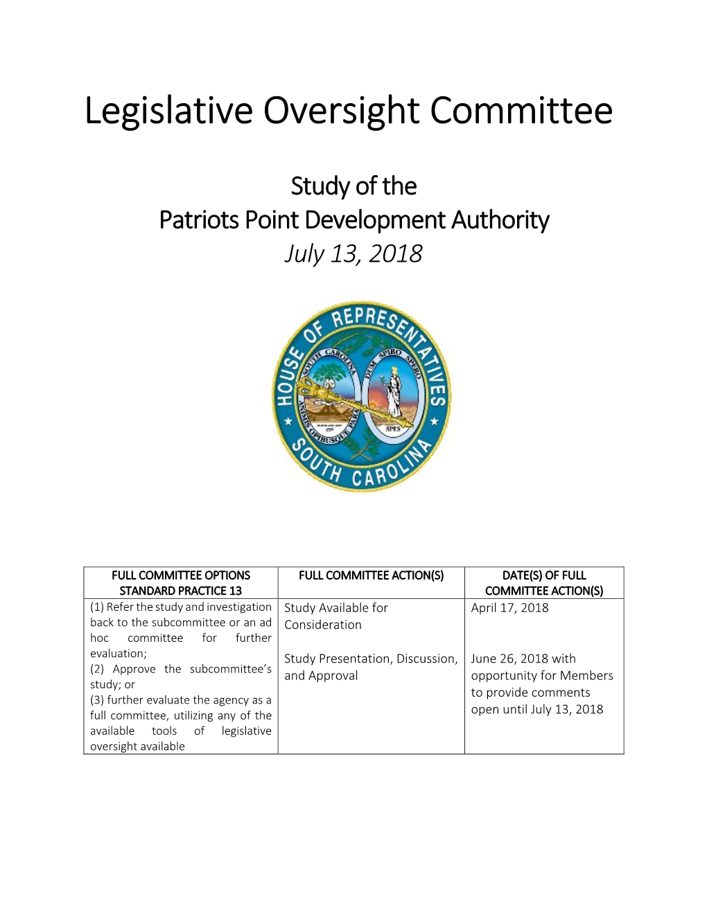 Legislative Oversight Committee