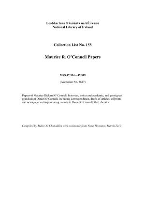 Maurice R. O'connell Papers