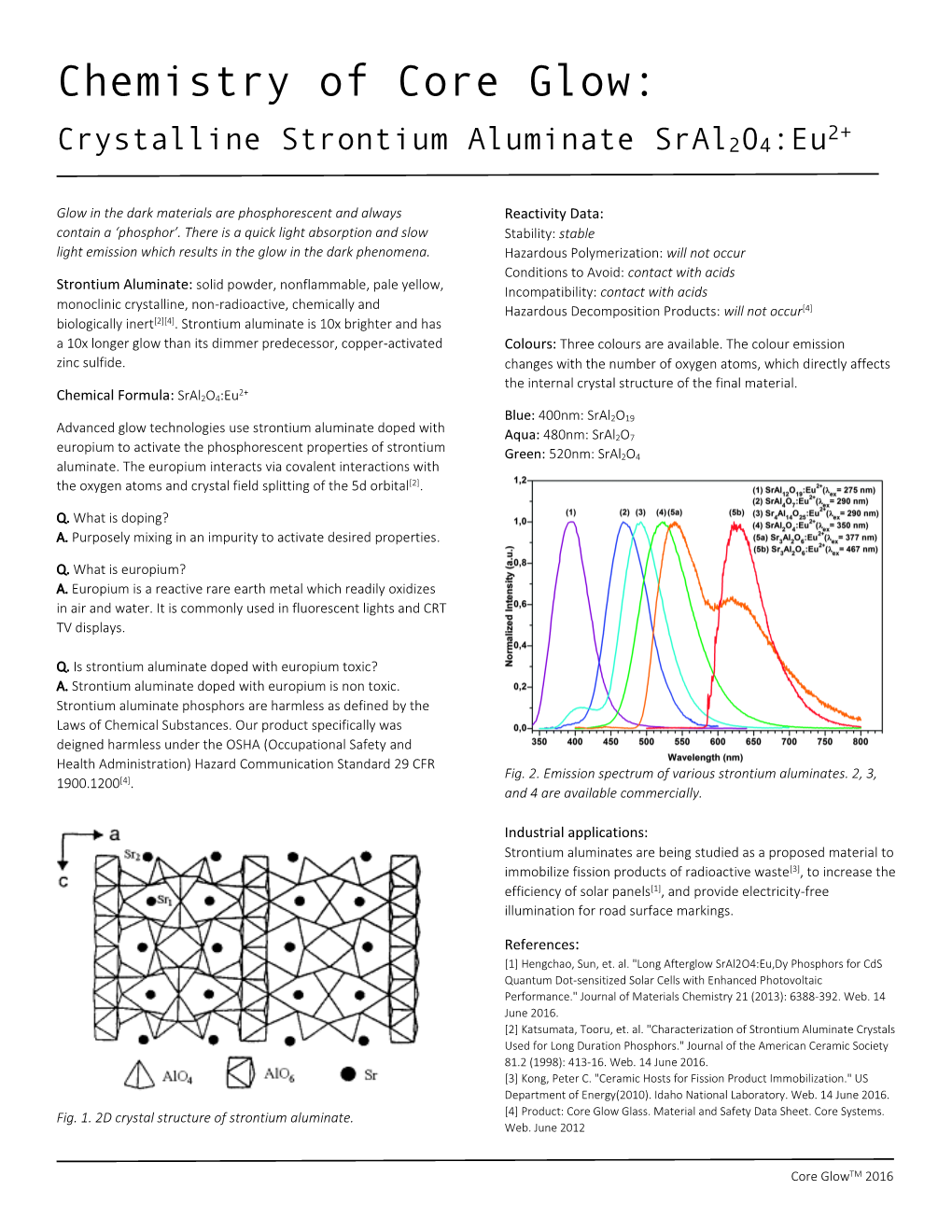 Chemistry of Core Glow: 2+ Crystalline Strontium Aluminate Sral2o4:Eu