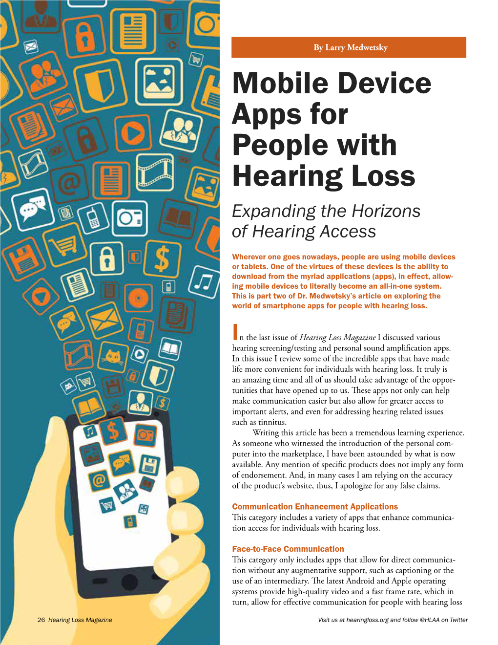 Mobile Device Apps for People with Hearing Loss Expanding the Horizons of Hearing Access