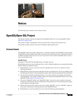 Notices Openssl/Open SSL Project