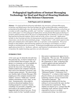 Pedagogical Applications of Instant Messaging Technology for Deaf