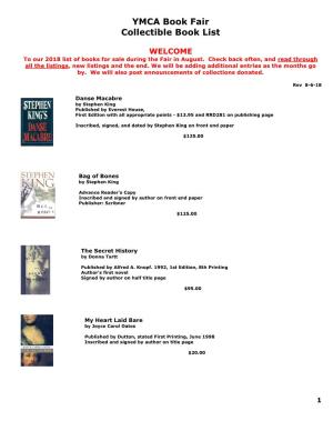 YMCA Book Fair Collectible Book List