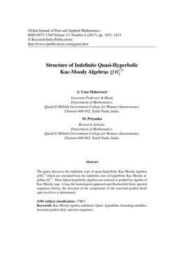Structure of Indefinite Quasi-Hyperbolic Kac-Moody