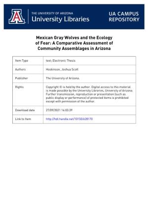 Mexican Gray Wolves and the Ecology of Fear: a Comparative Assessment of Community Assemblages in Arizona