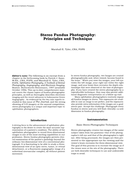 Stereo Fundus Photography: Principles and Technique
