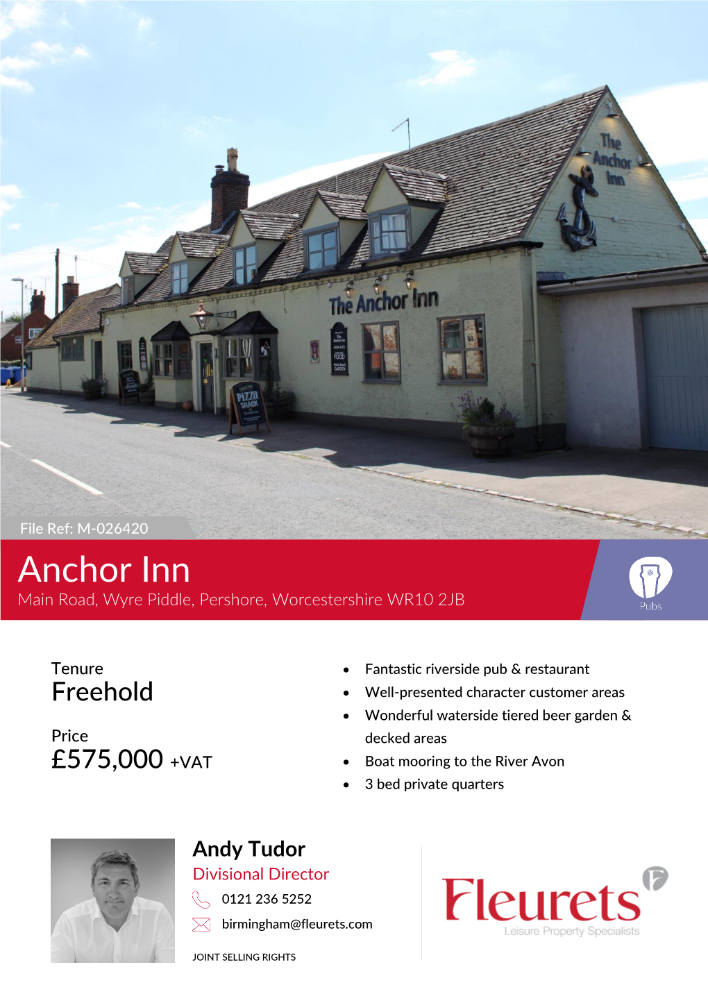 Anchor Inn Main Road, Wyre Piddle, Pershore, Worcestershire WR10 2JB