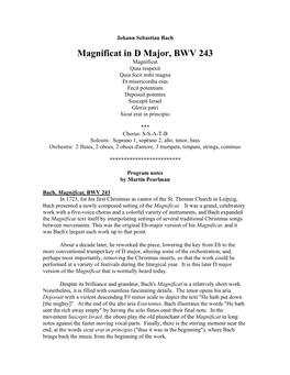 Magnificat in D Major, BWV