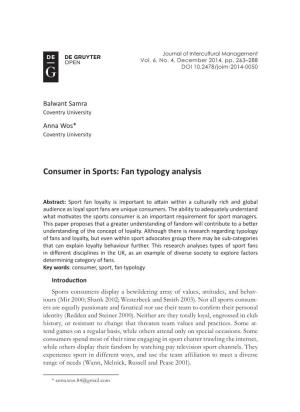 Consumer in Sports: Fan Typology Analysis