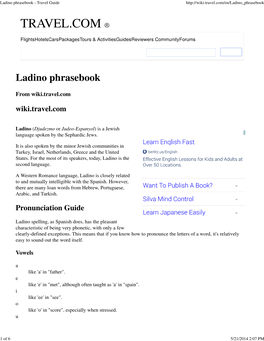 Ladino Phrasebook - Travel Guide