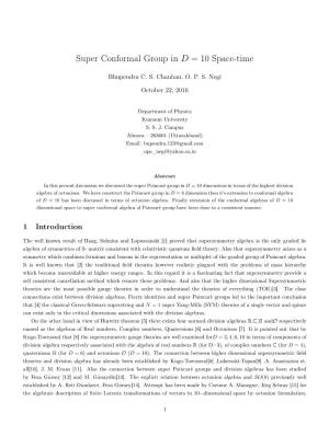 Super Conformal Group in D = 10 Space-Time