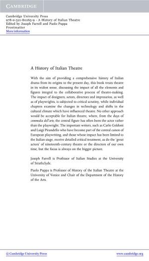 A History of Italian Theatre Edited by Joseph Farrell and Paolo Puppa Frontmatter More Information