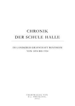 Schulchronik Halle – Version Für Letzte Änderung: 14.04.2012, S